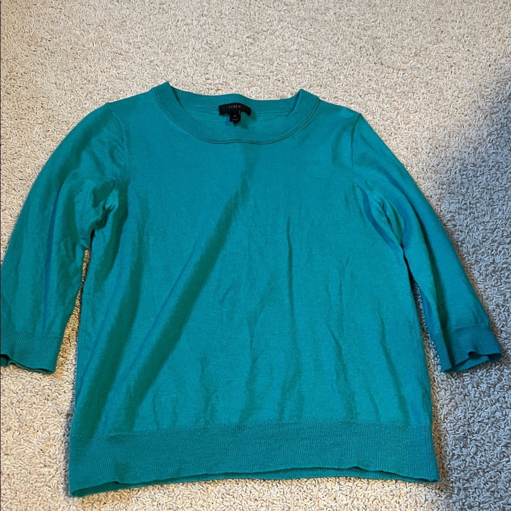 J. Crew juniors Teal Crewneck Sweater merino wool medium
